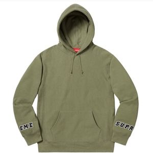 Supreme olive green wrist logo hoodie